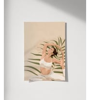 Çerçevesiz Poster Palmelerin Arasında Yoga (Çok Renkli)