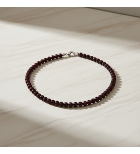 Bordo Granat Lal 6 mm Dizi Doğal Taş Kolye