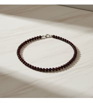Bordo Granat Lal 6 mm Dizi Doğal Taş Kolye