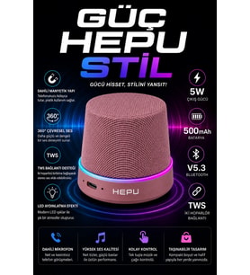 Hepu HP-MS01G Pembe Manyetik Telefon Tutuculu Kablosuz Bluetooth Hoparlör TWS Destekli
