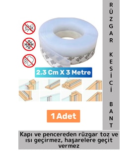 Premium Seri Kapı Altı Pencere Rüzgar Toz Isı Böcek Haşere Önleyen Rüzgar Kesici Bant 3 Metre