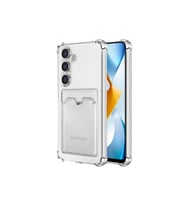 Samsung Galaxy S24 Plus Kılıf Kart Bölmeli Şeffaf Silikon Kartlıklı
