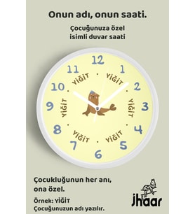 İsme Özel Sevimli Fok Balığı Çocuk Odası Duvar Saati Orta Boy 30 cm Beyaz Camlı Sessiz