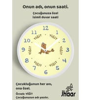 İsme Özel Sevimli Fok Balığı Çocuk Odası Duvar Saati Orta Boy 30 cm Beyaz Camlı Sessiz