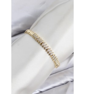 CM Arpa Model Zirkon Taşlı VIP Seri Gold Renk Pirinç Kadın Bileklik