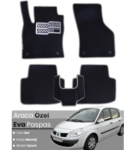 RENAULT SCENİC 2 (2002-2009) Uyumlu EVA Paspas Tam Set–Oto Paspas,Araca Özel,Kolay Montaj