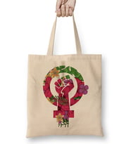 Awesome Floral Fist Hippie Power Hipster Peace Bez Çanta Uzun Saplı