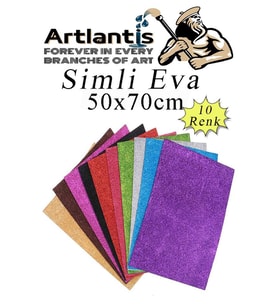 Simli Eva 50x70 cm 10 Renk 1 Paket Simli Eva Süngeri 10'lu Okul Kreş Anasınıfı Elişi Etkinlikleri