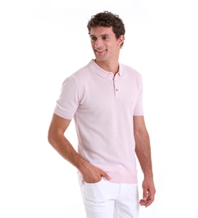 Hatemoğlu Pembe Regular Fit Düz Pamuklu Polo Yaka Triko Tişört