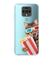 PrintiFy Tecno Camon 16 ile Uyumlu 1mm Slim Fit Kedi 1 050b Baskılı Şeffaf  Kılıf
