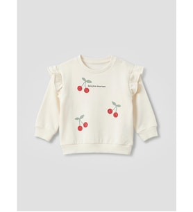 LCW baby Ekru Fırfır Detaylı Kız Bebek Sweatshirt