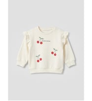 LCW baby Ekru Fırfır Detaylı Kız Bebek Sweatshirt