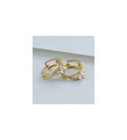925 Ayar Gold Zirkon Taşlı Tektaş Örgü Gümüş Küpe