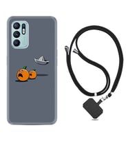 Oppo Reno 6 Kılıf Resimli Boyun Askılı İpli Desenli Silikon Orange Escape 1374