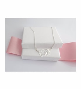 925 Ayar Gümüş  Fil Origami Kolye