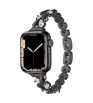 Apple Watch 44mm Kordon Taşlı İnce Metal Kordon 103 (Siyah)
