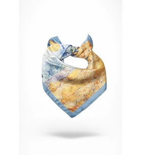 Tablo Görünümlü Kare Saten Fular – Artistic Landscape Bandana