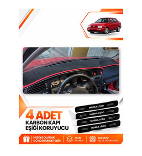 VOLKSWAGEN VENTO (1992-1998) Uyumlu Ön Torpido Koruma Kılıfı Halısı - Siyah Kırmızı