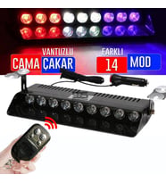 Kumandalı Polis Çakarı Cam İçi Vantuzlu 9 Led Kırmızı Mavi Beyaz Çakmaklık Girişli Ön Arka Cam