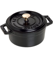 Staub 40500-101-0 Mini Güveç, Yuvarlak Kapaklı 10 Cm, 0,25 L, Indüksiyona Uygun, Mat Siyah Emaye Kap