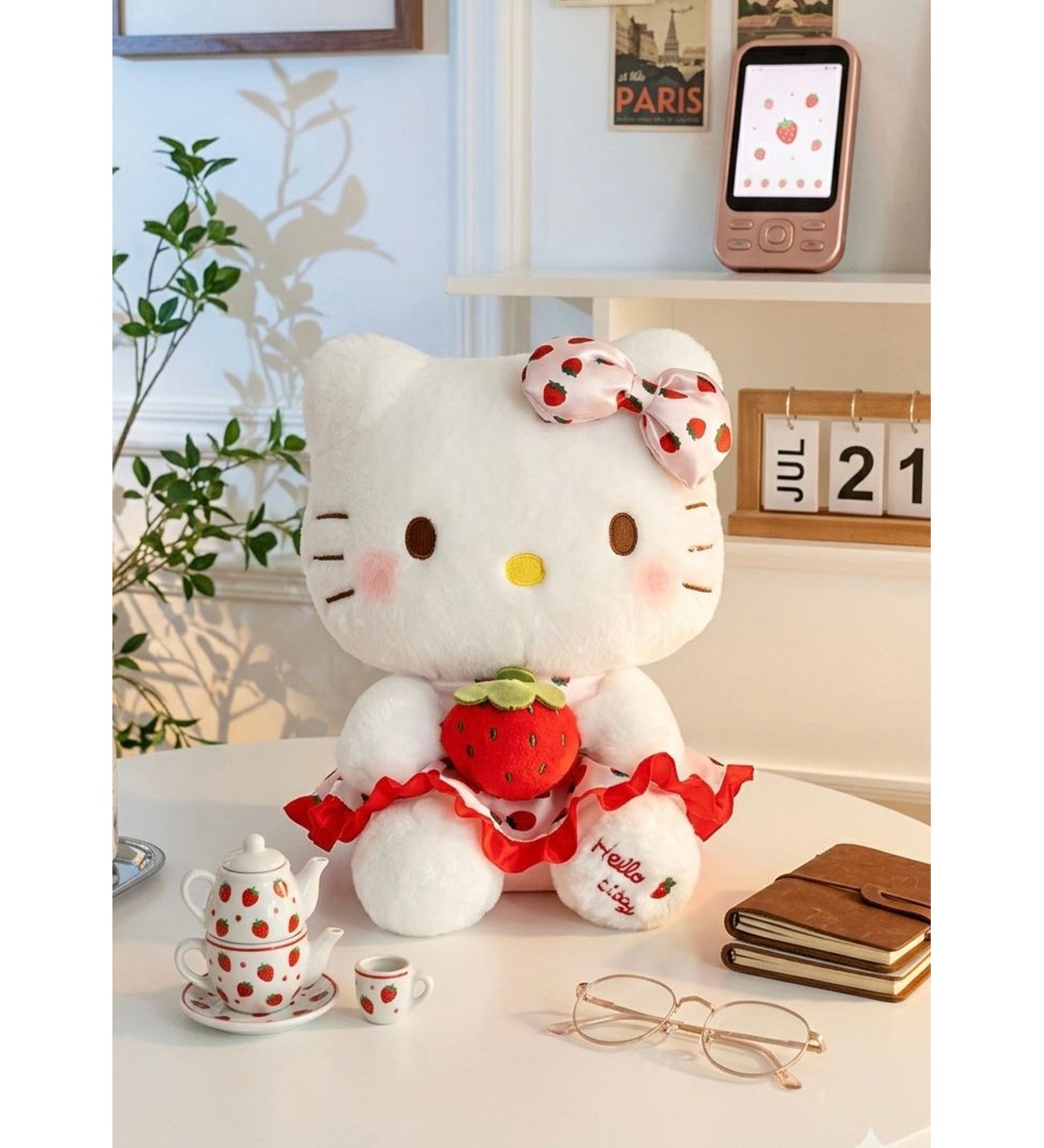 Helo kitty peluş 30 cm çilek tutan peluş kuromi sanrio serisi