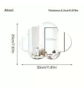 30X20 Cm Bulut Formlu Kırılmaz Pleksi Duvar Aynası - Çocuk Odası Güvenli Ayna