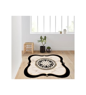 Eliana Home Baskılı, Yıkanabilir Kaymaz Taban Yuvarlak Halı LNA7026 120x120 cm (Bej)