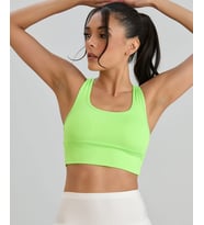 Aurafit Arkası Halter Kesim U Yaka Spor Sütyeni/Büstiyer/Croptop-9041 (Fosforlu Yeşil)