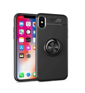 Uyumlu Model Apple iPhone XS Max 6.5 Kılıf Yüzüklü Magnetli Ravel Case (Siyah)