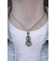 Aria String – Keman Figürlü Gümüş Renk Unisex Kolye (60 cm)