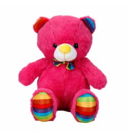 2962 Oturan Kurdeleli Renkli Peluş Ayı 30 cm -