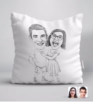 BK Gift Kişiye Özel Karakalem Sevgililer Beyaz Yastık-80