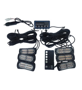 17 fonksiyonlu çakar lamba 12-30v 24 led 6 adet sarı*sarı set / LAPA549-1