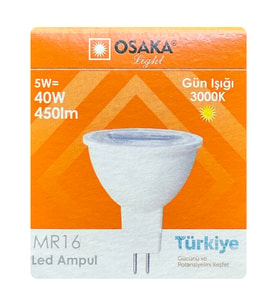 (1 Adet) Osaka 5W (40W) Sarı Işık (3000K) GU5.3 Duylu (İğne Bacak) Led Çanak Ampul
