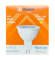 (1 Adet) Osaka 5W (40W) Sarı Işık (3000K) GU5.3 Duylu (İğne Bacak) Led Çanak Ampul