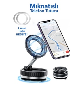 360 Dönebilen Telefon Tutucu - Ayarlanabilir Mıknatıslı Vakumlu Araç İçi Telefon Tutucu
