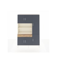 Arges Dolap 10 Raflı Tek Çekmeceli 6 Kapaklı 132x30x195 Aytaşı-Antrasit/Çam