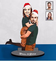 Kişiye Özel Sevgili Yılbaşı Karikatürlü Ahşap Biblo Model-6