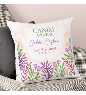 Kişiye Özel Canım Annem Çiçekli Yastık