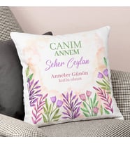 Kişiye Özel Canım Annem Çiçekli Yastık