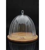Paşabahçe 31601 Denizli Cam El İmalatı Kristal Ahşap Tablalı Cam Fanus