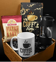 Özel Tasarım Kupa & Özel Tasarımlı Defter & French Press & Columbian Filtre Kahve Hediye Seti