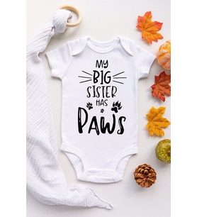 Unisex Bebek Beyaz Sister Paws Çıtçıtlı Body Zıbın
