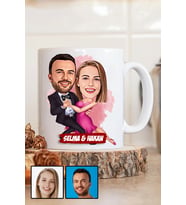 Romantik Sevgililer Günü Hediyesi Karikatürlü Beyaz Kupa Bardak