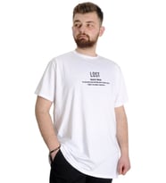 Mode XL Büyük Beden Erkek T-shirt LOST 23129 Beyaz