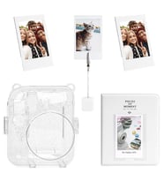 Instax mini 12 Simli Şeffaf Beyaz Kılıf Pvc 64'lü Albüm ve Fotoğraf Çerçeveleri Aksesuar Seti