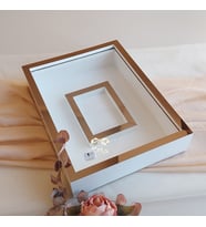 30x40 Cm Beyaz-bronz Fotoğraf Bölümlü! İsimsiz Ledli! Gül Saklama Kutusu