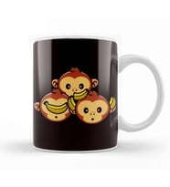 See Speak Hear No Evil Japan Monkeys Japanese Art Banana Kupa Bardak Porselen