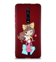 Xiaomi Mi 9T Pro Soft Premier Kapak Vespagirl Tasarımlı Silikon Kılıf - Mürdüm (Şeffaf)