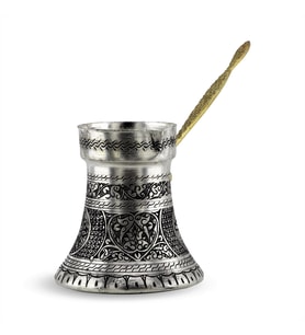İşlemeli  Kalın Bakır Cezve 1100 Ml